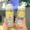 400ml Leak-Proof Water Bottle Cute Dog Cat Print Water Bottle Straw Cup Kids Students Water Bottle Portable for Sports & Fitness