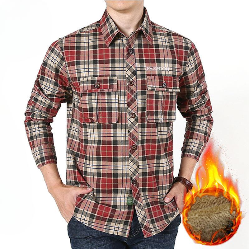 Мужская клетчатая рубашка из флиса, свободная, хлопковая, с длинным рукавом, повседневная клетчатая рубашка, мужская куртка, мужская