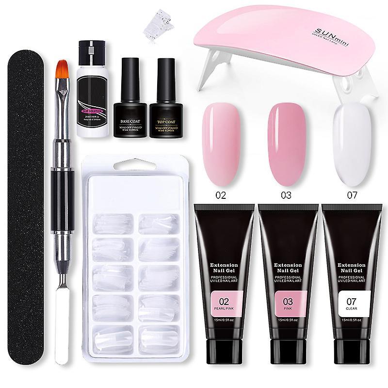 Nail Gel Set Gel Builder Nail Set with Extension Gel Nail Extension Forms Nail Lamp Nail File for Nail Manicure Beginner Starter Set