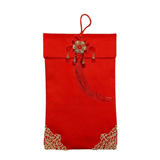 Классический мешочек для удачи, прозрачная текстура, искусственный шелк, для посещения родственников, новогодний красный конверт для семьи