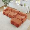 3-Seater L-Shaped Modular Boneless Sofa with 1 Ottoman, 32D High-Density Foam, Wave Shape, Deep Seat, Movable Armrest Cushion, for Living Room, Orange