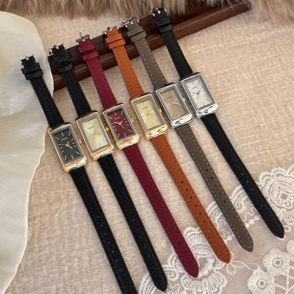 Vintage Square Dial Women's Leather Strap Watch Casual Multi Color Quartz Wristwatch Original Ladies Business Watches Reloj