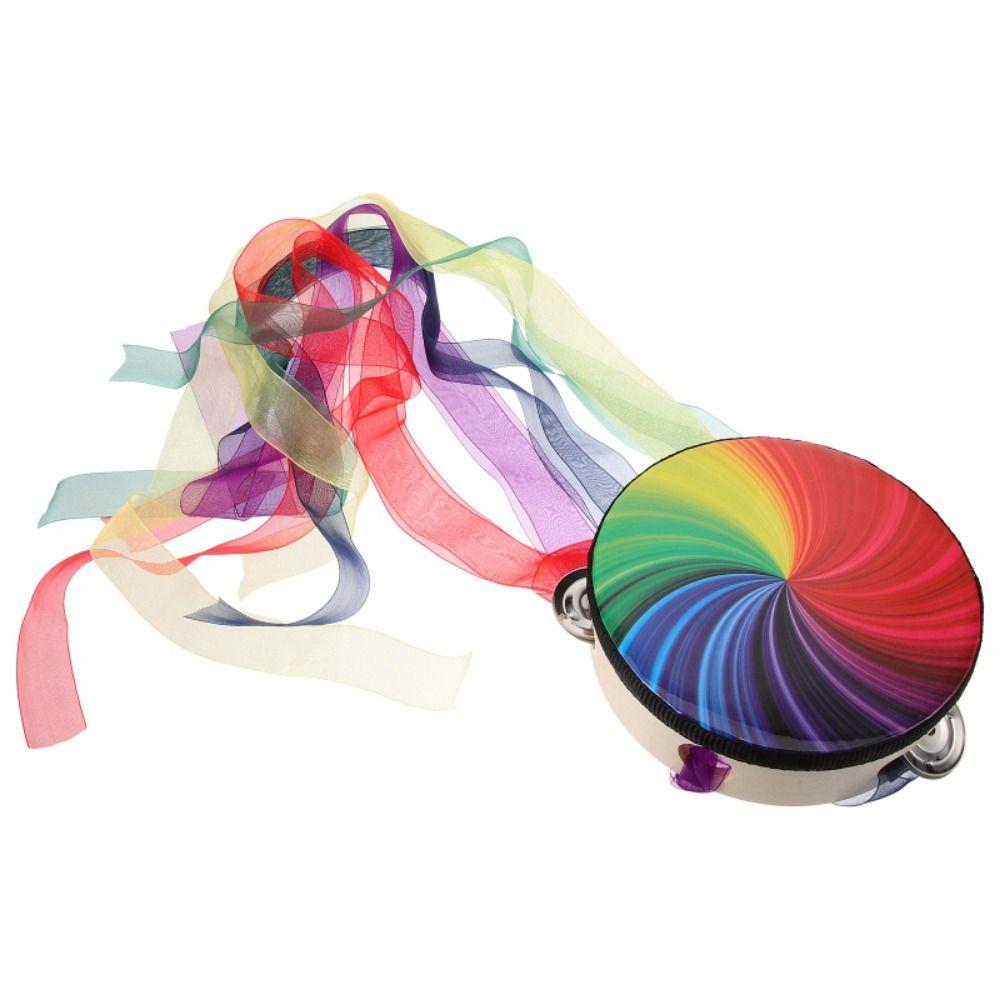 Percussion Tambourine Ribbon Single Row Tambourine KTV Party Handheld Drum  Musical Instruments
