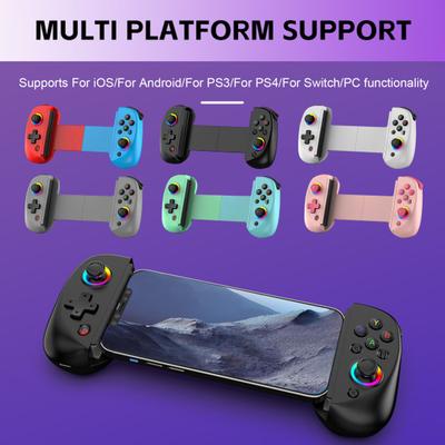 Беспроводной игровой контроллер для Android для iOS RGB-подсветка 6-осевой гироскоп Вибрация Растягиваемый Геймпад для планшетного ПК Совместимый с Bluetooth Игровой джойстик с