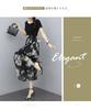 DayaEmmoTQ Maxi Short Floral Crew Long Dress with Cute Fall Women's Dress, Sleeve, Lined, Print, Chiffon, Neck, Ribbon, Flare, Slimming, Feminine,