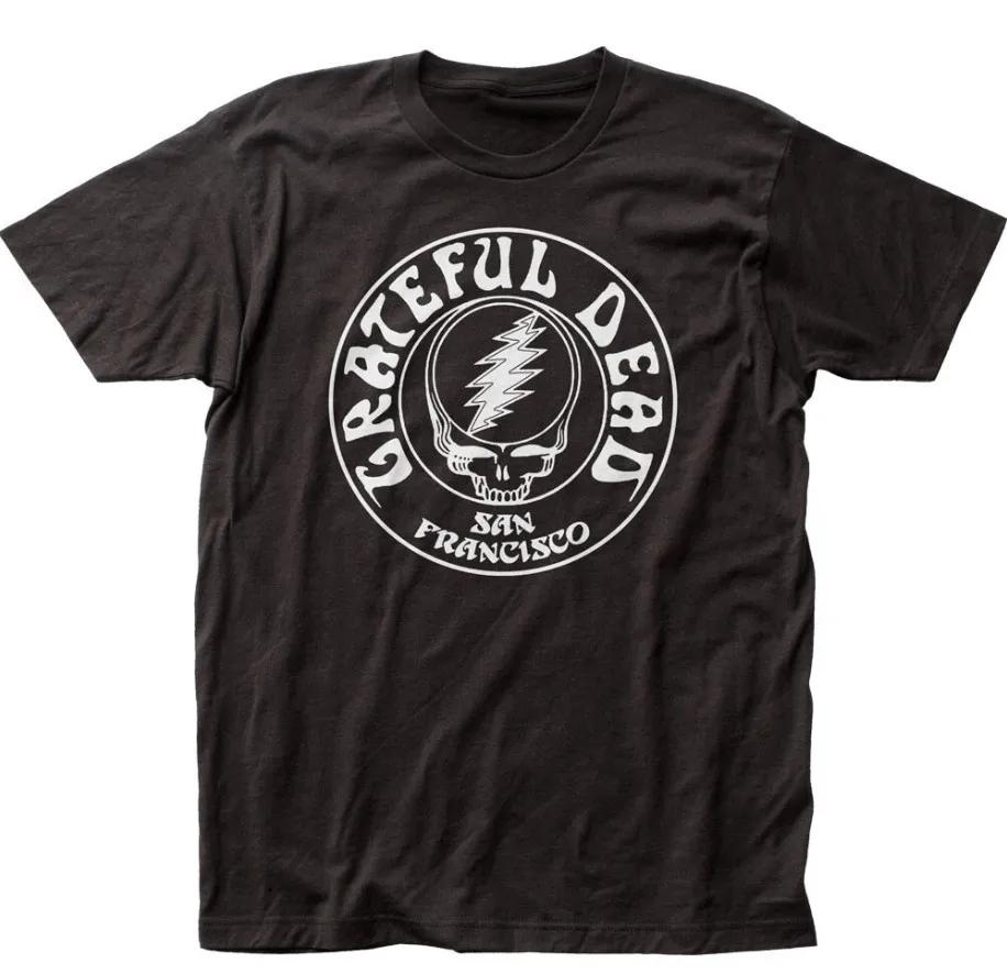 Grateful Dead Непрозрачная футболка с черепом Мужская Женская Рок-музыка Классическая футболка группы Круглый вырез Короткий рукав Свободная футболка Черный S4XL
