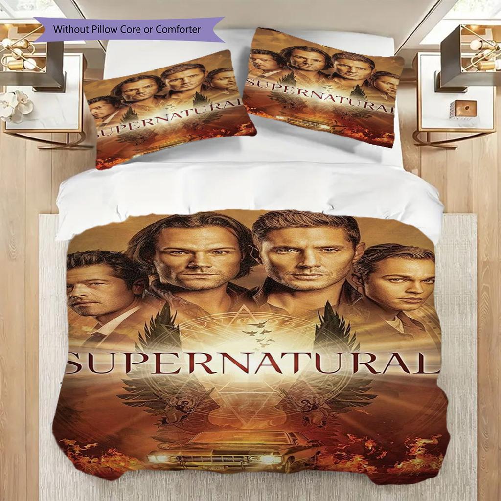 Supernatural Mystery Bedding (1 * duvet cover + 2 * pillowcase, without core) 2D Flat Duvet cover and pillowcase Christmas birthday gift Bedding set