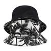 New Fashion Summer Reversible Black White Coconut Tree Printed Fisherman Caps Bucket Hats Unisex Women