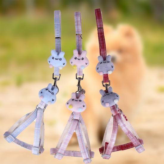 Dog Collar Breathable Adjustable Nylon Puppy Pet Walking Leash Harness Vest for Daily Use