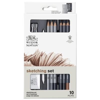 Winsor & Newton Studio Collection Набор для эскизов Художественные графитные и угольные карандаши (7 карандашей + 3 дополнительных карандаша) 490010