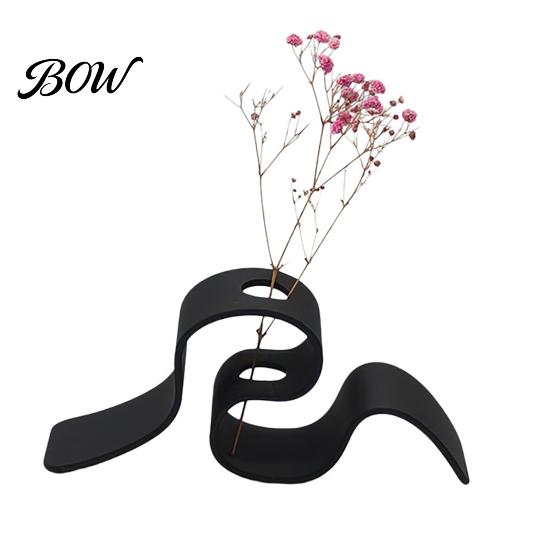 Indoor Flower Display 3D Printed Dried Stand, Curved Ribbon Vase, Decorative Holder, Minimalist Stand Artificial Rack for Bedroom Living Room