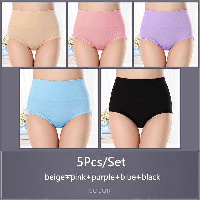 5 шт./компл. женские хлопковые трусики с высокой талией, мягкое дышащее удобное нижнее белье, большие размеры M-XXXXL