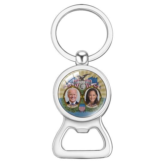 Брелок «Президент Америки» 2024 года, брелок для открывания пива, стеклянный купол, изысканное мастерство, США. Брелок для ключей к президентским выборам