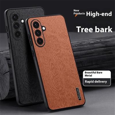 Чехол для Samsung Galaxy A36 5G с текстурой дерева, покрытый ПУ кожей, PC+TPU чехол для телефона