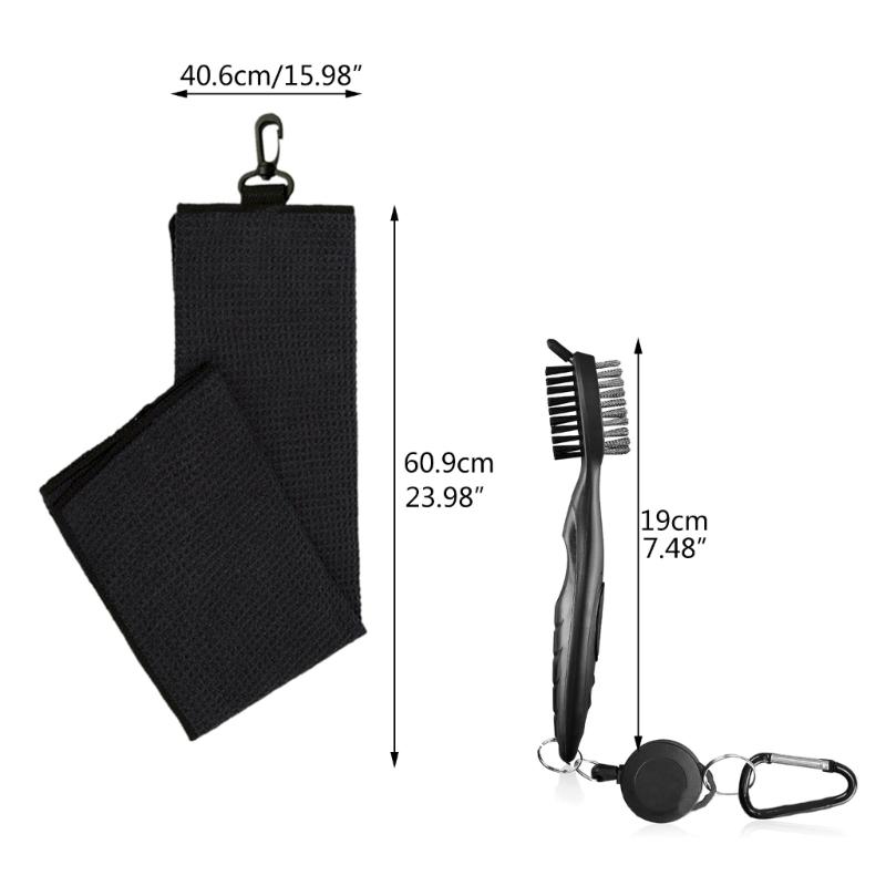 Multi-in-1 Golf Club Cleaning Set Microfiber Towel Brush Divot Tool Line Marker and Pitch Repair Tool for Men Women