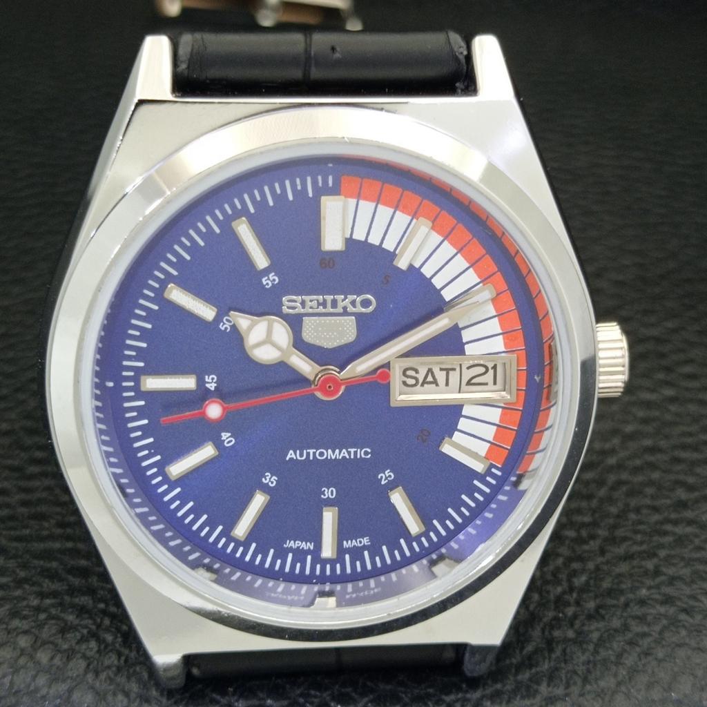 ОТРЕСТАВРИРОВАННЫЕ ЯПОНСКИЕ МУЖСКИЕ ВИНТАЖНЫЕ АВТОМАТИЧЕСКИЕ ЧАСЫ SEIKO 5 6309A С СИННИМ ЦИФЕРБЛАТОМ a440889-4
