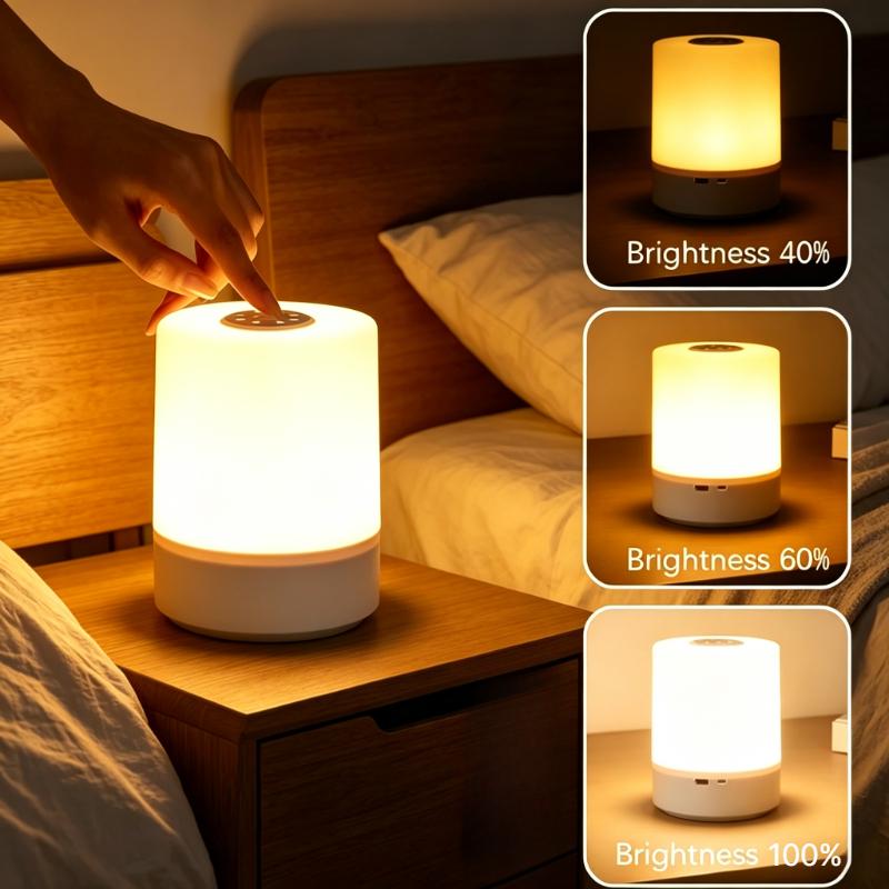 Led Night Lights Touch Bedside Lamp 3-Color Dimmable USB Rechargeable Portable Table Lamps for Bedroom Living Room Office Desk