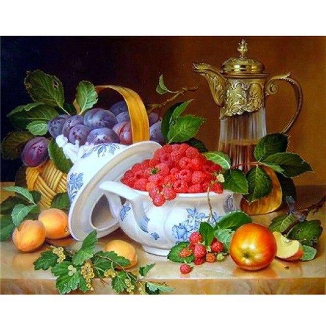 DIY 5D Diamond Painting Fruit Cross Stitch Mosaic Diamond Embroidery Full Round Picture of Rhinestone Kitchen Home Decor