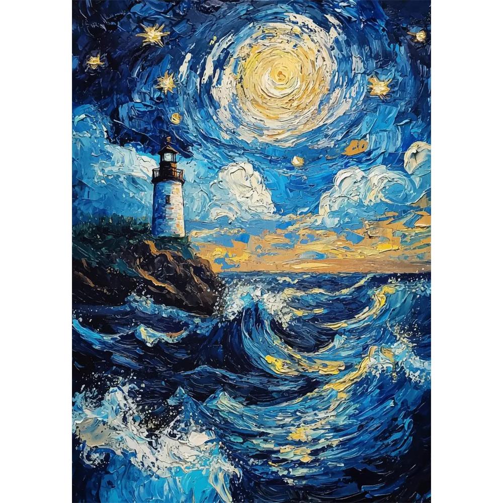 Алмазная живопись своими руками Винтажный абстрактный пейзаж Ван Гога Мозаичная вышивка Набор для вышивания крестиком Гостиная Домашнее искусство Настенный декор