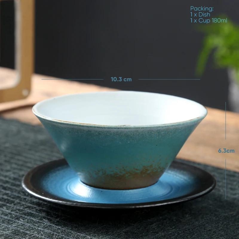 Coffee cup handmade Japanese retro figured cup rough pottery kiln change ceramic mug saucer tea mug coffee cups set teacup