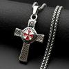 Red Enamel Knights Templar Cross Shield Pendant Necklace Stainless Steel Celtic Knot Latin Inscription Chains Amulet Jewelry