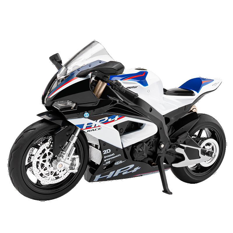 Модель мотоцикла BMW HP4 в масштабе 1/12, игрушка, литой под давлением сплав, свет, музыка, амортизация, мотор, миниатюрные модели, подарки на день рождения для детей
