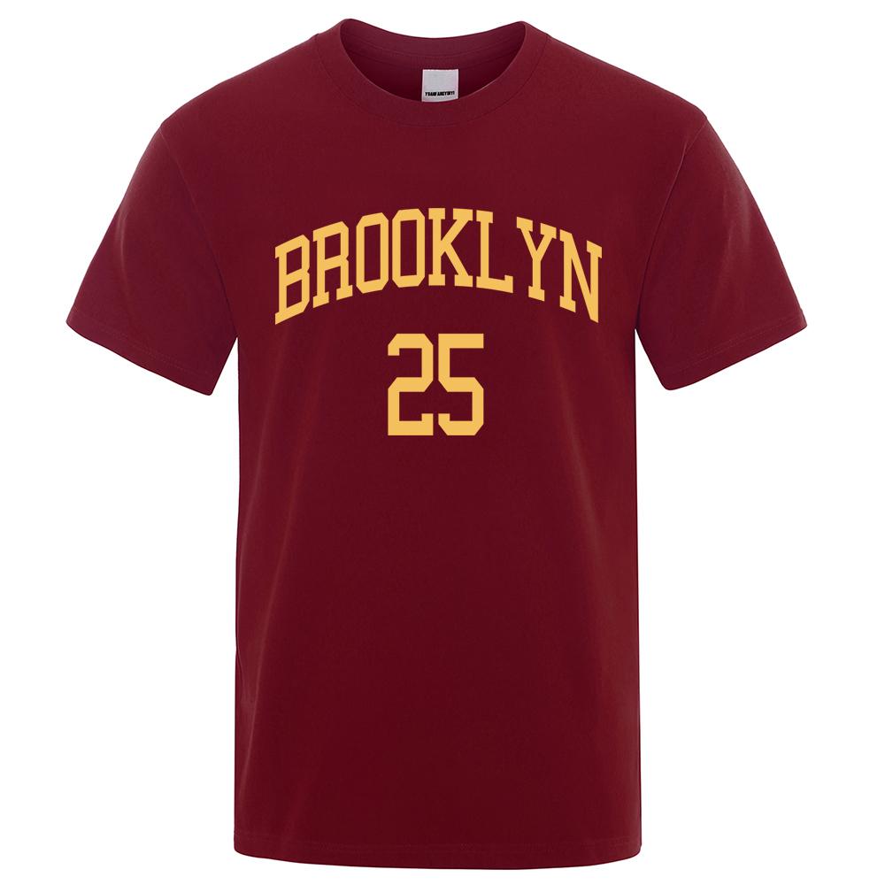 Brooklyn 25 City Yellow Letter Роскошные футболки Мужские повседневные дышащие футболки Рубашки большого размера из хлопка с коротким рукавом