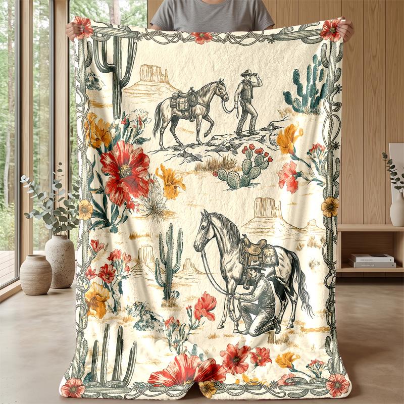 Western Desert Adventure 5 Theme blanket Lightweight Warm Flannel Blanket Decorative Throw Blanket for Home Decoration