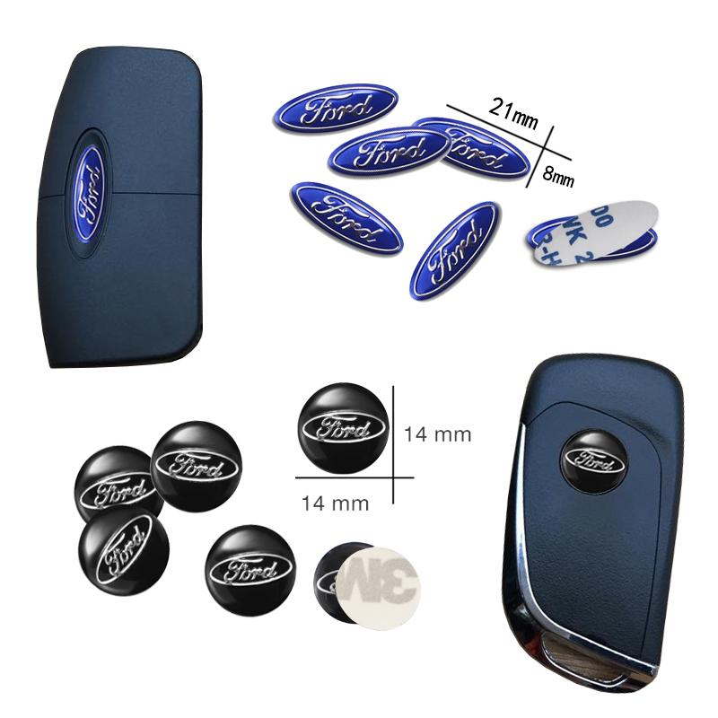 VOPL3 5/10Pcs Car Logo Control Key Emblem Stickers Accessories For Ford S MAX Ranger Focus Fiesta Mondeo Kuga Mustang Escort Transit