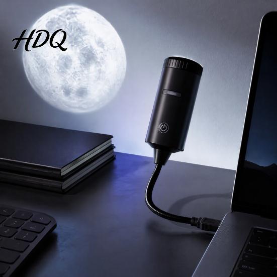 Проектор для спальни USB-лампа с 2 пленками Луна и Млечный Путь Светодиодная проекция Регулируемый свет Вращение на 360 градусов для декора потолка автомобиля Автомобиль
