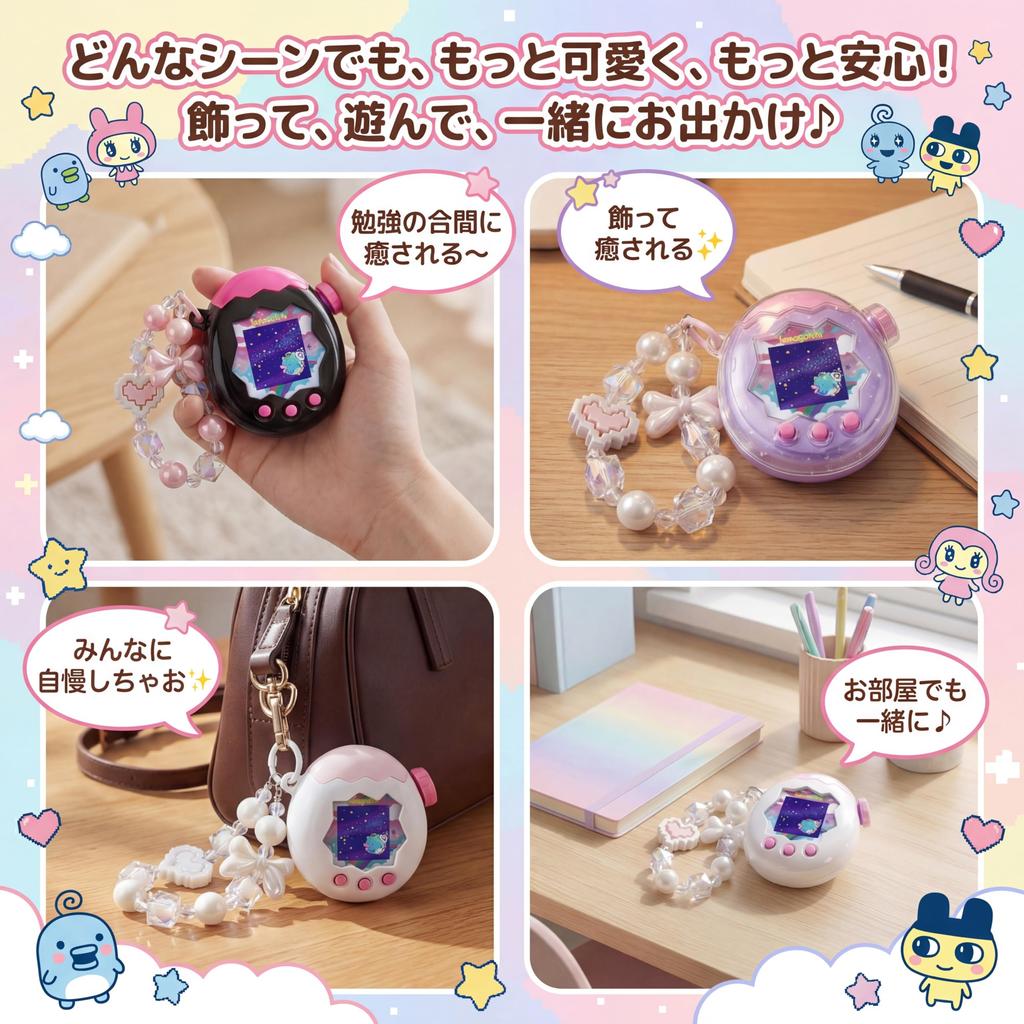 KUMORINO Release Tamagotchi Paradise Case Set Protective Case Screen Film Silicone Knob Cap 3D Sticker Bead Tamagotchi Connection Compatible Full