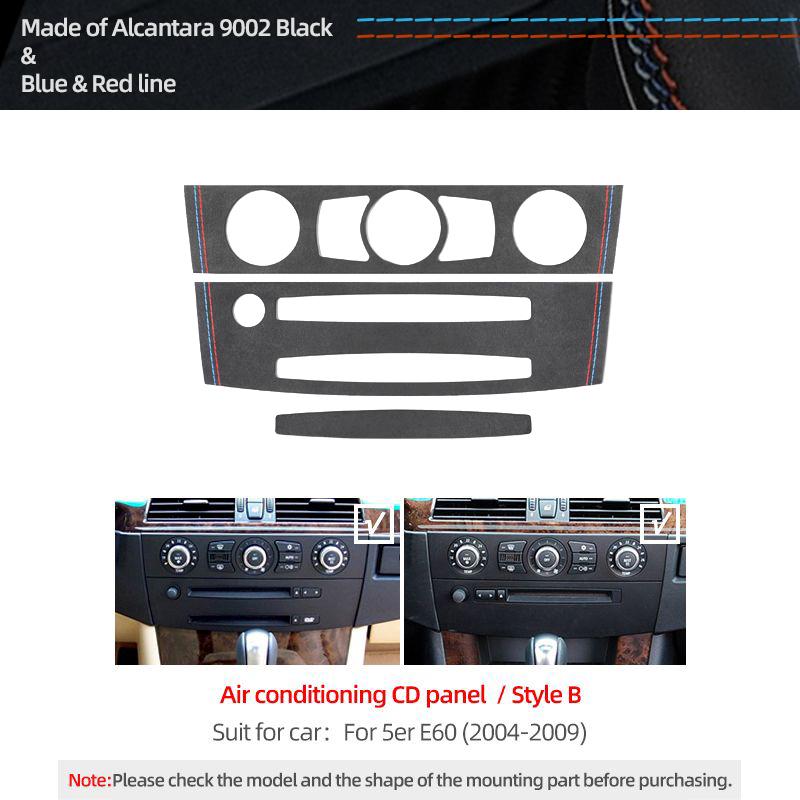 QTPC8 For BMW E60 Series 5 Made of Alcantara Car Interior Center Console CD Panel Trim Frame Performance Stickers Tuning Accessorie