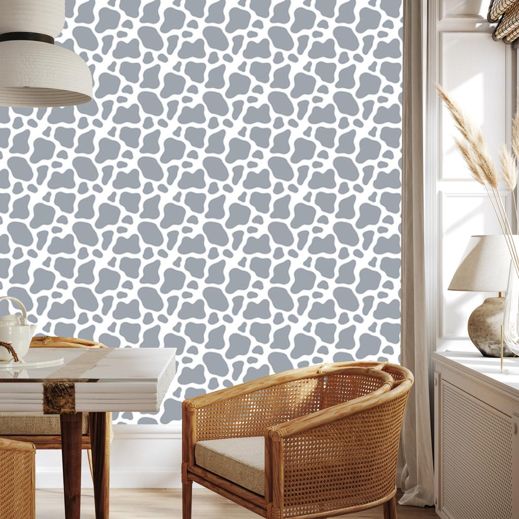 Cow Patches Wallpaper Gray and Light Gray for Living Room and Bedroom 50x1000