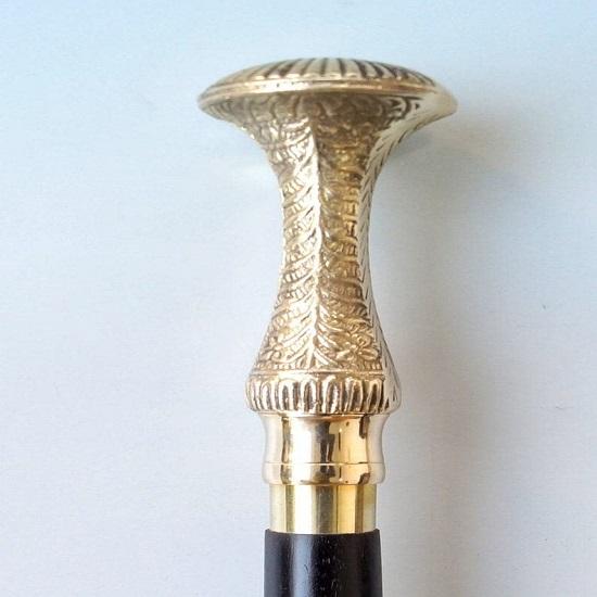 Золотая антикварная длинная ручка с ручкой, винтажная трость из тростника, латунь, древесина