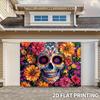 1 large sugar skull flower party banner - Mexican Day of the Dead decoration with bright floral patterns polyester