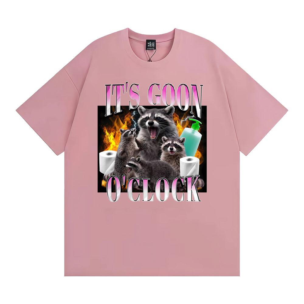Its Goon Oclock Raccoon Meme Printed Tshirt Unisexs Clothing Summer Vintage Street T Shirt