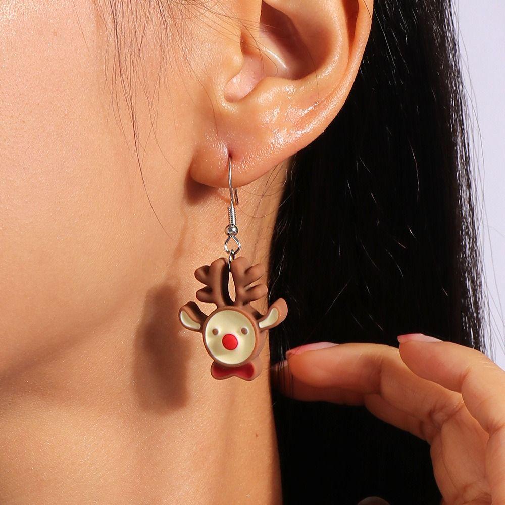 Party Festival New Year Earrings Xmas Tree Wreath Circle Earrings Jewelry Gifts