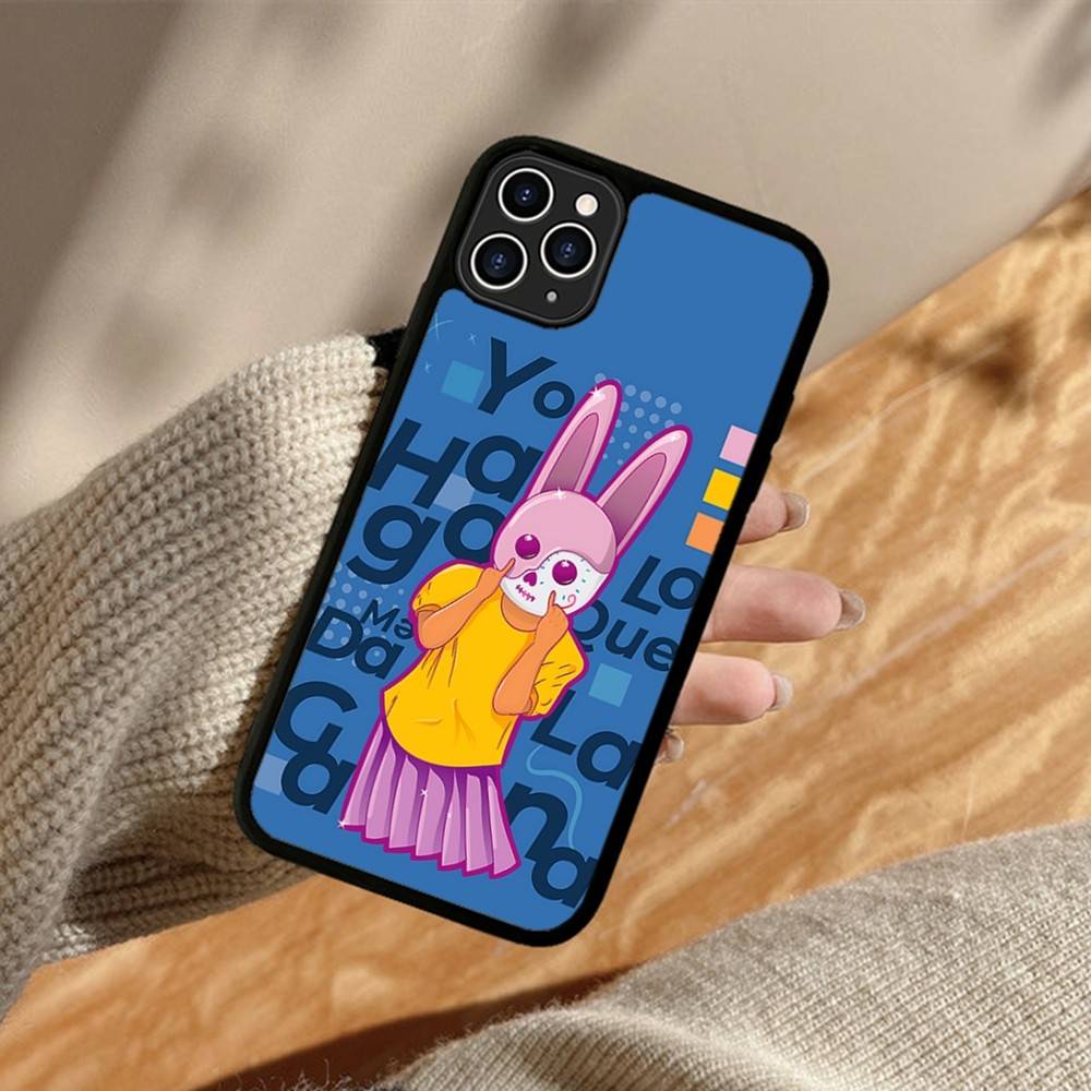 B-Bad Bunny Art Phone Case For IPhone 17 16 15 14 13 Plus 12 11 Pro Max PC+TPU Cases Back Cover