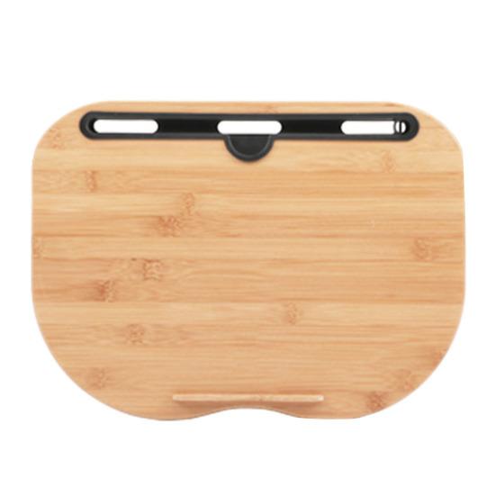 Bamboo Bed Table with Cushion Base Anti-Slip Plugs Laptop Tablet Folding Desk Sturdy Natural Bamboo Surface Bed Tray