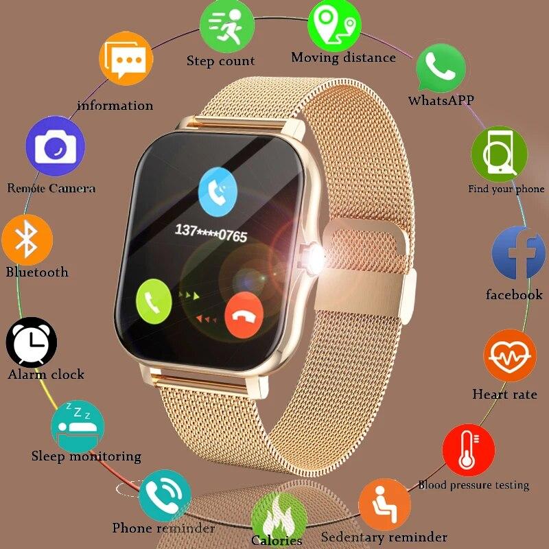 2025 New Smart Watch 1.69" Color Screen Full Touch Fitness Tracker Bluetooth Call Smart Clock Ladies Smartwatch Men Women