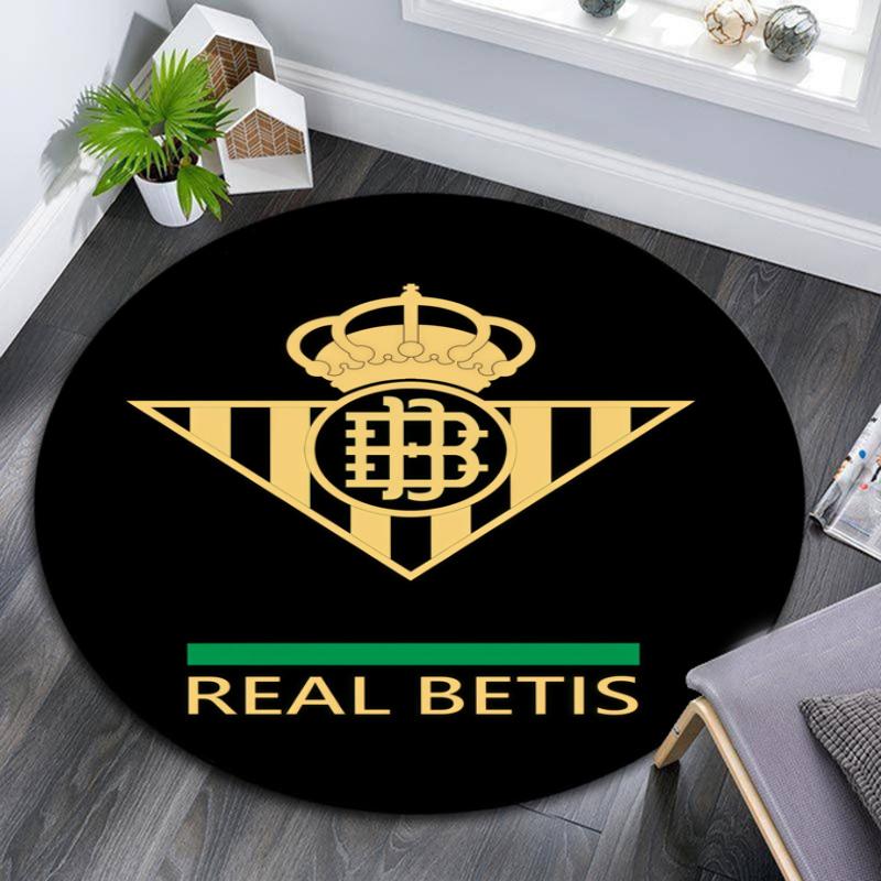 Круглый ковер с узором Real Betis Balompié, Ковер для гостиной, спальни, игровой комнаты, Нескользящий коврик для пола, Праздничные и Подарок на день рождения.