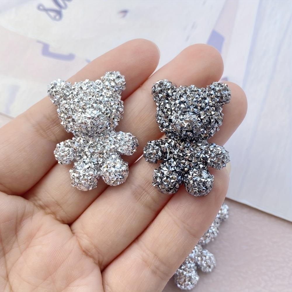 6 Sparkling Resin Teddy Bear Decorations - Cute Sparkling Cartoon Bear Decorations, Suitable for DIY Jewelry, Keychains, Hairpin