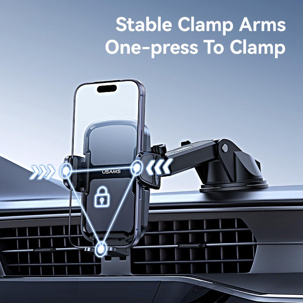 USAMS ZJ086 Car Dashboard Phone Mount One-Touch Release Rotating Phone Holder Support Horizontal/Vertical Views