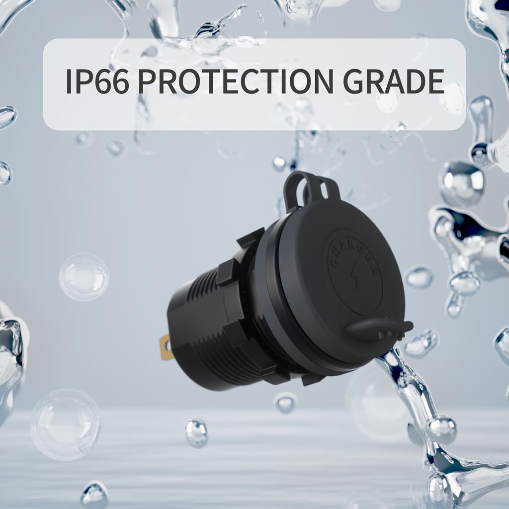 12V-24V Car   QC3.0 Fast Charging USB and PD Dual Port   for Car Motorcycles,  h Bikes, SUVs, Boats IP66 Waterproof Multiple   A