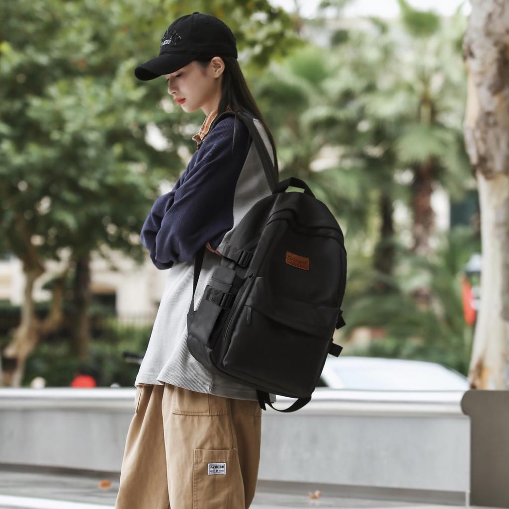 Backpack for Men and Town Ultra Large Unisex [shrradoo] Women, Rucksack, School, Lightweight, Capacity, 15.6 Inches, Casual, (Black)