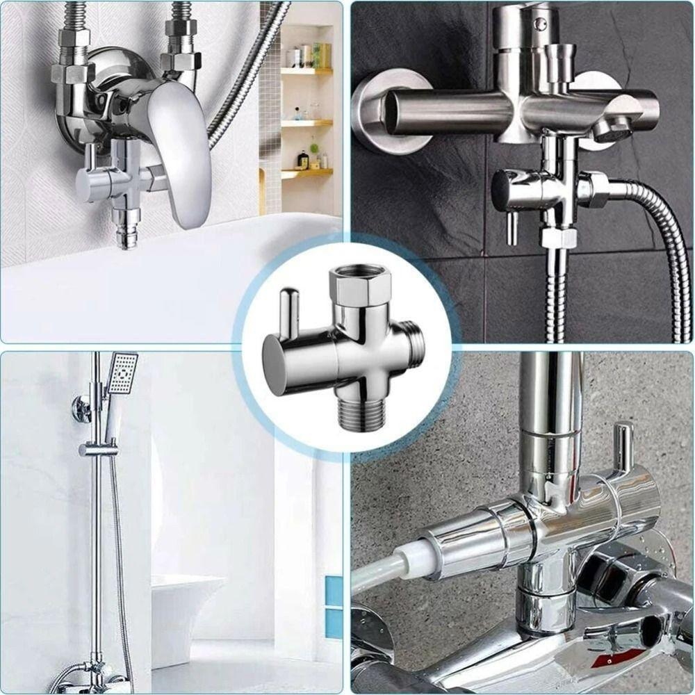 T-Adapter 3 Way Switch Faucet Valve Three Function Shower Tap Connector  Bathroom Accessories