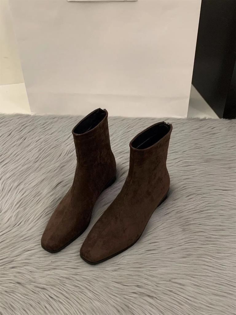 Модные женские ботильоны зимние замшевые туфли на высоком каблуке весна осень замшевые туфли с острым носком на среднем каблуке ботильоны