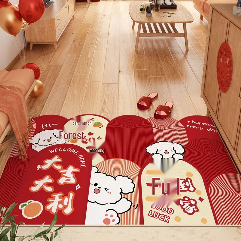 New Chinese Style Entryway Doormat: Mud-Scraping, Dirt-Wiping, Wear-Resistant, Cuttable Silk Ring Design