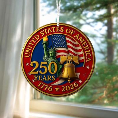 1/2 шт. Акриловое подвесное украшение к 250-летию Соединенных Штатов, Круглый декор для дома, сада, стола с флагом США