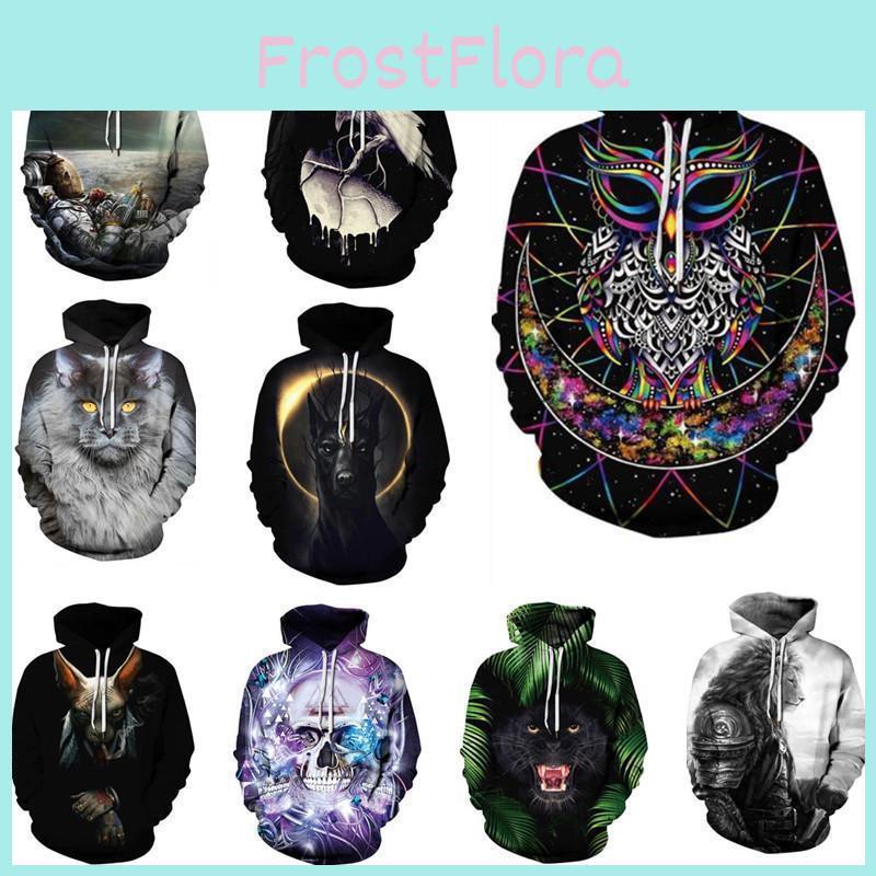 Unisex 3d Space Galaxy Wolf Graphics Sweatshirt Jacket Pullover Hoodie With High Definition Artwork